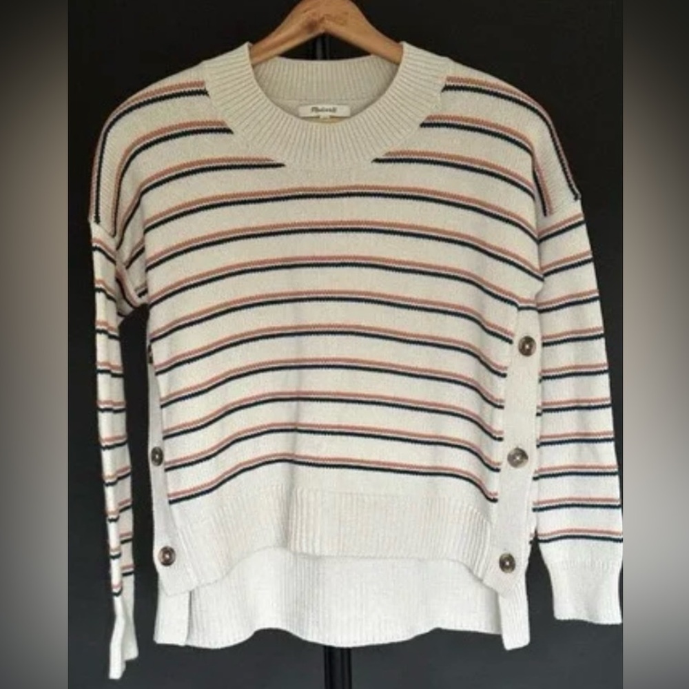 Madewell Multicolor Striped Sweater with Button Details